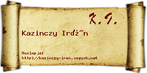 Kazinczy Irén névjegykártya