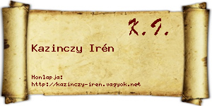 Kazinczy Irén névjegykártya